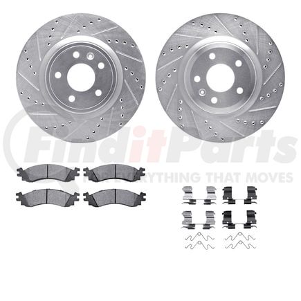 7212-54004 by DYNAMIC FRICTION COMPANY - Brake Rotor - Drilled & Slotted - Silver- HD Brake Pad - Hardware