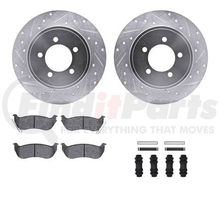 7212-54007 by DYNAMIC FRICTION COMPANY - Brake Rotor - Drilled & Slotted - Silver- HD Brake Pad - Hardware