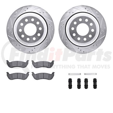 7212-55003 by DYNAMIC FRICTION COMPANY - Brake Rotor - Drilled & Slotted - Silver- HD Brake Pad - Hardware