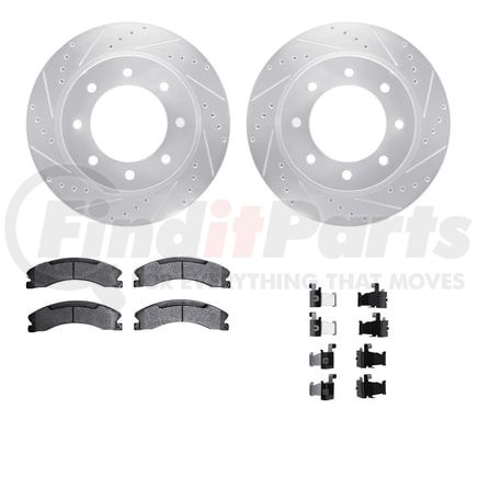 7212-67004 by DYNAMIC FRICTION COMPANY - Brake Rotor - Drilled & Slotted - Silver- HD Brake Pad - Hardware