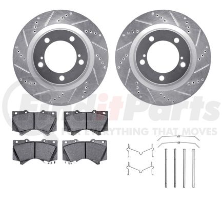 7212-76005 by DYNAMIC FRICTION COMPANY - Brake Rotor - Drilled & Slotted - Silver- HD Brake Pad - Hardware