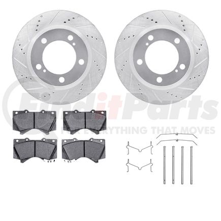 7212-76007 by DYNAMIC FRICTION COMPANY - Brake Rotor - Drilled & Slotted - Silver- HD Brake Pad - Hardware