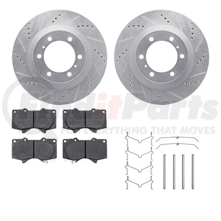 7212-76008 by DYNAMIC FRICTION COMPANY - Brake Rotor - Drilled & Slotted - Silver- HD Brake Pad - Hardware