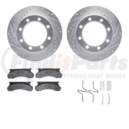 7212-99090 by DYNAMIC FRICTION COMPANY - Brake Rotor - Drilled & Slotted - Silver- HD Brake Pad - Hardware