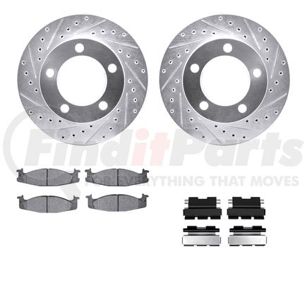 7212-99112 by DYNAMIC FRICTION COMPANY - Brake Rotor - Drilled & Slotted - Silver- HD Brake Pad - Hardware