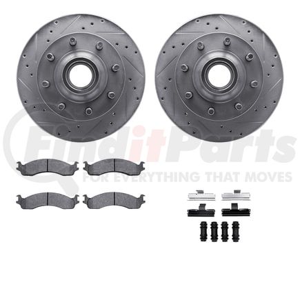 7212-99118 by DYNAMIC FRICTION COMPANY - Brake Rotor - Drilled & Slotted - Silver- HD Brake Pad - Hardware