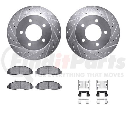 7212-99134 by DYNAMIC FRICTION COMPANY - Brake Rotor - Drilled & Slotted - Silver- HD Brake Pad - Hardware