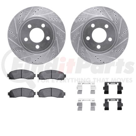 7212-99163 by DYNAMIC FRICTION COMPANY - Brake Rotor - Drilled & Slotted - Silver- HD Brake Pad - Hardware