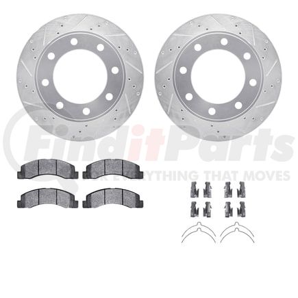 7212-99168 by DYNAMIC FRICTION COMPANY - Brake Rotor - Drilled & Slotted - Silver- HD Brake Pad - Hardware