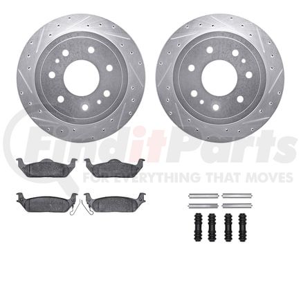 7212-99188 by DYNAMIC FRICTION COMPANY - Brake Rotor - Drilled & Slotted - Silver- HD Brake Pad - Hardware