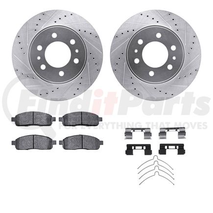 7212-99224 by DYNAMIC FRICTION COMPANY - Brake Rotor - Drilled & Slotted - Silver- HD Brake Pad - Hardware