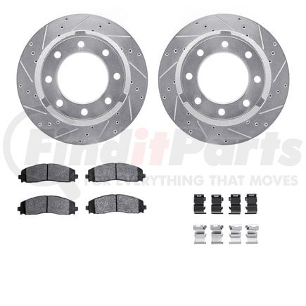 7212-99239 by DYNAMIC FRICTION COMPANY - Brake Rotor - Drilled & Slotted - Silver- HD Brake Pad - Hardware