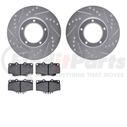 7402-76008 by DYNAMIC FRICTION COMPANY - Brake Rotor - Drilled & Slotted - Silver- HD Brake Pad