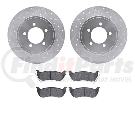 7402-54065 by DYNAMIC FRICTION COMPANY - Brake Rotor - Drilled & Slotted - Silver- HD Brake Pad