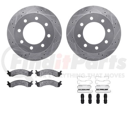 7412-40006 by DYNAMIC FRICTION COMPANY - Brake Rotor - Drilled & Slotted - Silver- HD Brake Pad - Hardware