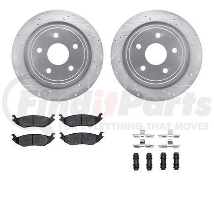 7412-40011 by DYNAMIC FRICTION COMPANY - Brake Rotor - Drilled & Slotted - Silver- HD Brake Pad - Hardware