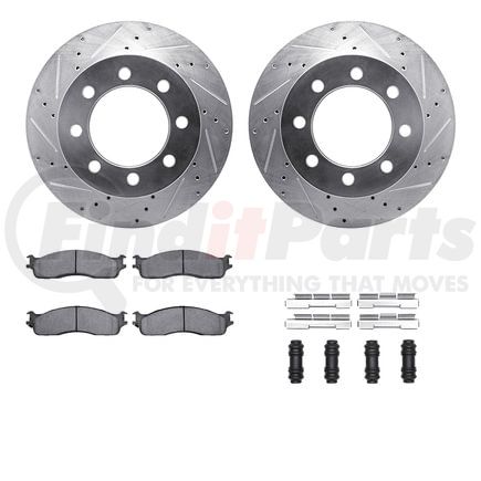 7412-40016 by DYNAMIC FRICTION COMPANY - Brake Rotor - Drilled & Slotted - Silver- HD Brake Pad - Hardware