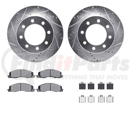 7412-40021 by DYNAMIC FRICTION COMPANY - Brake Rotor - Drilled & Slotted - Silver- HD Brake Pad - Hardware