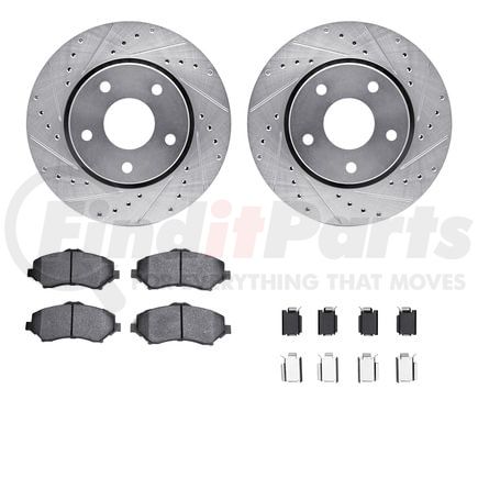 7412-40020 by DYNAMIC FRICTION COMPANY - Brake Rotor - Drilled & Slotted - Silver- HD Brake Pad - Hardware