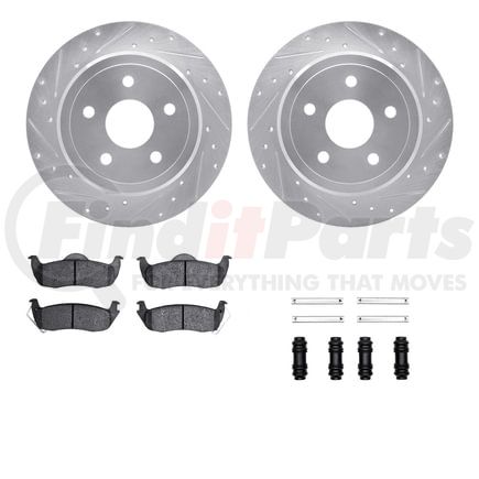 7412-42002 by DYNAMIC FRICTION COMPANY - Brake Rotor - Drilled & Slotted - Silver- HD Brake Pad - Hardware