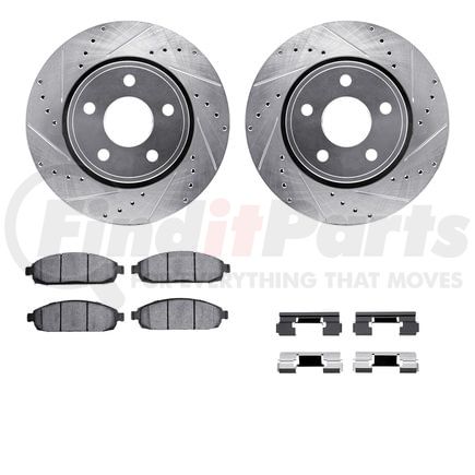 7412-42001 by DYNAMIC FRICTION COMPANY - Brake Rotor - Drilled & Slotted - Silver- HD Brake Pad - Hardware