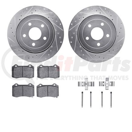 7412-42004 by DYNAMIC FRICTION COMPANY - Brake Rotor - Drilled & Slotted - Silver- HD Brake Pad - Hardware