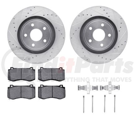 7412-42003 by DYNAMIC FRICTION COMPANY - Brake Rotor - Drilled & Slotted - Silver- HD Brake Pad - Hardware