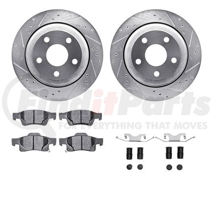 7412-42007 by DYNAMIC FRICTION COMPANY - Brake Rotor - Drilled & Slotted - Silver- HD Brake Pad - Hardware