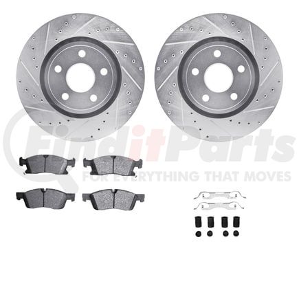 7412-42009 by DYNAMIC FRICTION COMPANY - Brake Rotor - Drilled & Slotted - Silver- HD Brake Pad - Hardware