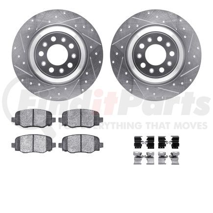 7412-42012 by DYNAMIC FRICTION COMPANY - Brake Rotor - Drilled & Slotted - Silver- HD Brake Pad - Hardware