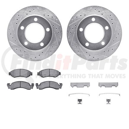 7412-42020 by DYNAMIC FRICTION COMPANY - Brake Rotor - Drilled & Slotted - Silver- HD Brake Pad - Hardware