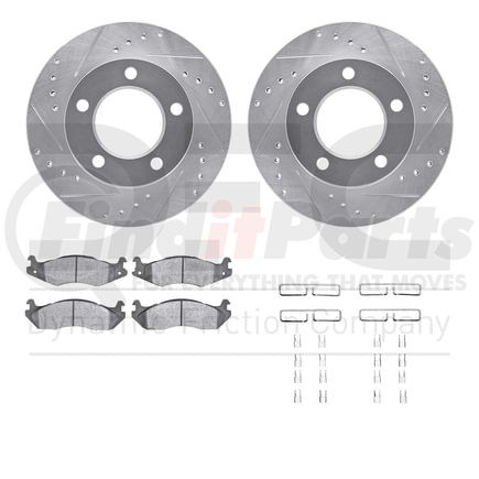 7412-42024 by DYNAMIC FRICTION COMPANY - Brake Rotor - Drilled & Slotted - Silver- HD Brake Pad - Hardware