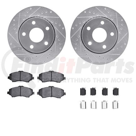 7412-42038 by DYNAMIC FRICTION COMPANY - Brake Rotor - Drilled & Slotted - Silver- HD Brake Pad - Hardware