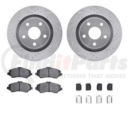 7412-42043 by DYNAMIC FRICTION COMPANY - Brake Rotor - Drilled & Slotted - Silver- HD Brake Pad - Hardware