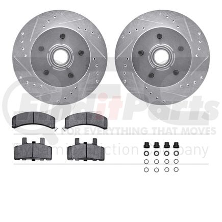 7412-48005 by DYNAMIC FRICTION COMPANY - Brake Rotor - Drilled & Slotted - Silver- HD Brake Pad - Hardware