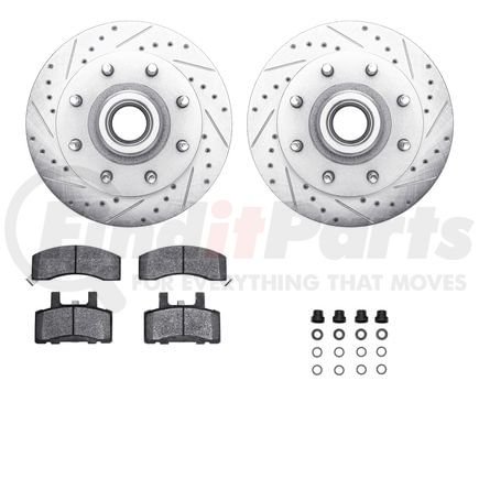 7412-48008 by DYNAMIC FRICTION COMPANY - Brake Rotor - Drilled & Slotted - Silver- HD Brake Pad - Hardware