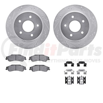 7412-48021 by DYNAMIC FRICTION COMPANY - Brake Rotor - Drilled & Slotted - Silver- HD Brake Pad - Hardware