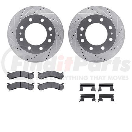 7412-48037 by DYNAMIC FRICTION COMPANY - Brake Rotor - Drilled & Slotted - Silver- HD Brake Pad - Hardware