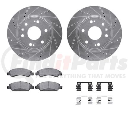 7412-48051 by DYNAMIC FRICTION COMPANY - Brake Rotor - Drilled & Slotted - Silver- HD Brake Pad - Hardware
