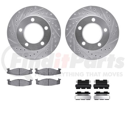 7412-54024 by DYNAMIC FRICTION COMPANY - Brake Rotor - Drilled & Slotted - Silver- HD Brake Pad - Hardware