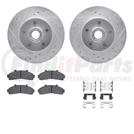 7412-54029 by DYNAMIC FRICTION COMPANY - Brake Rotor - Drilled & Slotted - Silver- HD Brake Pad - Hardware