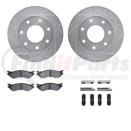 7412-54038 by DYNAMIC FRICTION COMPANY - Brake Rotor - Drilled & Slotted - Silver- HD Brake Pad - Hardware