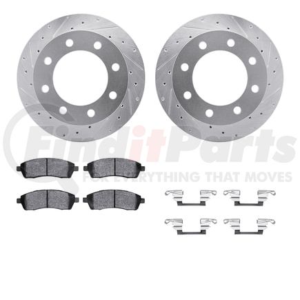 7412-54048 by DYNAMIC FRICTION COMPANY - Brake Rotor - Drilled & Slotted - Silver- HD Brake Pad - Hardware