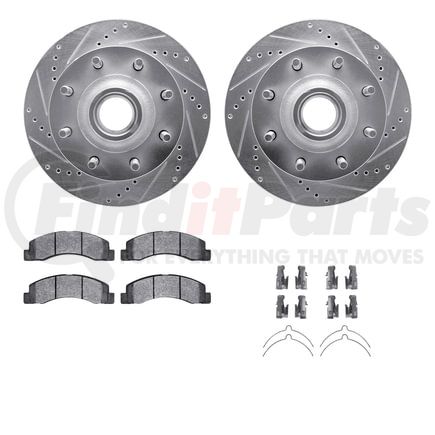 7412-54050 by DYNAMIC FRICTION COMPANY - Brake Rotor - Drilled & Slotted - Silver- HD Brake Pad - Hardware