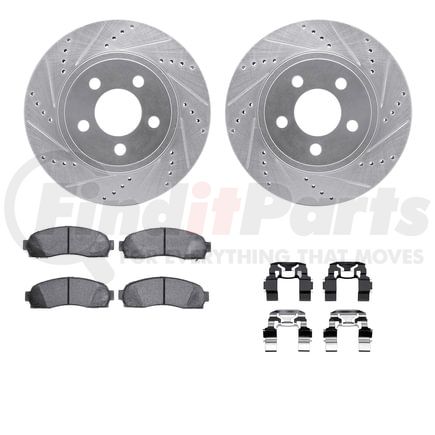 7412-54058 by DYNAMIC FRICTION COMPANY - Brake Rotor - Drilled & Slotted - Silver- HD Brake Pad - Hardware
