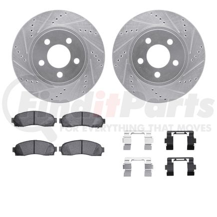 7412-54059 by DYNAMIC FRICTION COMPANY - Brake Rotor - Drilled & Slotted - Silver- HD Brake Pad - Hardware