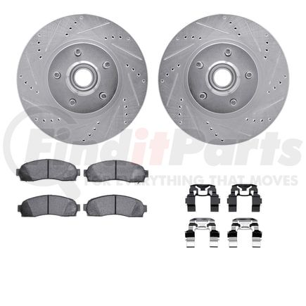 7412-54060 by DYNAMIC FRICTION COMPANY - Brake Rotor - Drilled & Slotted - Silver- HD Brake Pad - Hardware