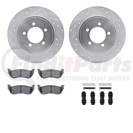 7412-54065 by DYNAMIC FRICTION COMPANY - Brake Rotor - Drilled & Slotted - Silver- HD Brake Pad - Hardware