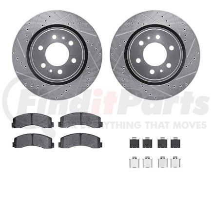 7412-54090 by DYNAMIC FRICTION COMPANY - Brake Rotor - Drilled & Slotted - Silver- HD Brake Pad - Hardware