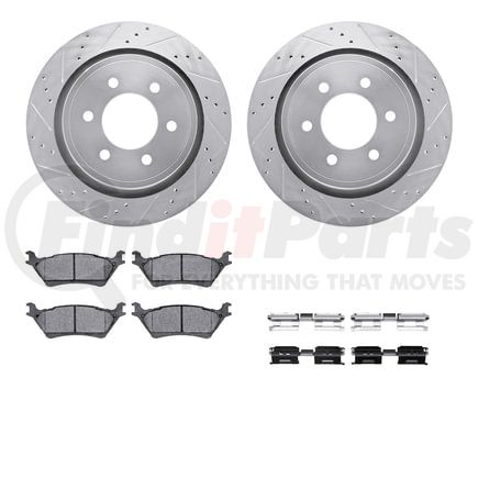 7412-54097 by DYNAMIC FRICTION COMPANY - Brake Rotor - Drilled & Slotted - Silver- HD Brake Pad - Hardware